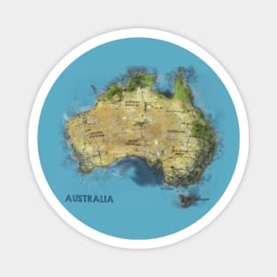 Watercolor Illustration of Australia Map Magnet